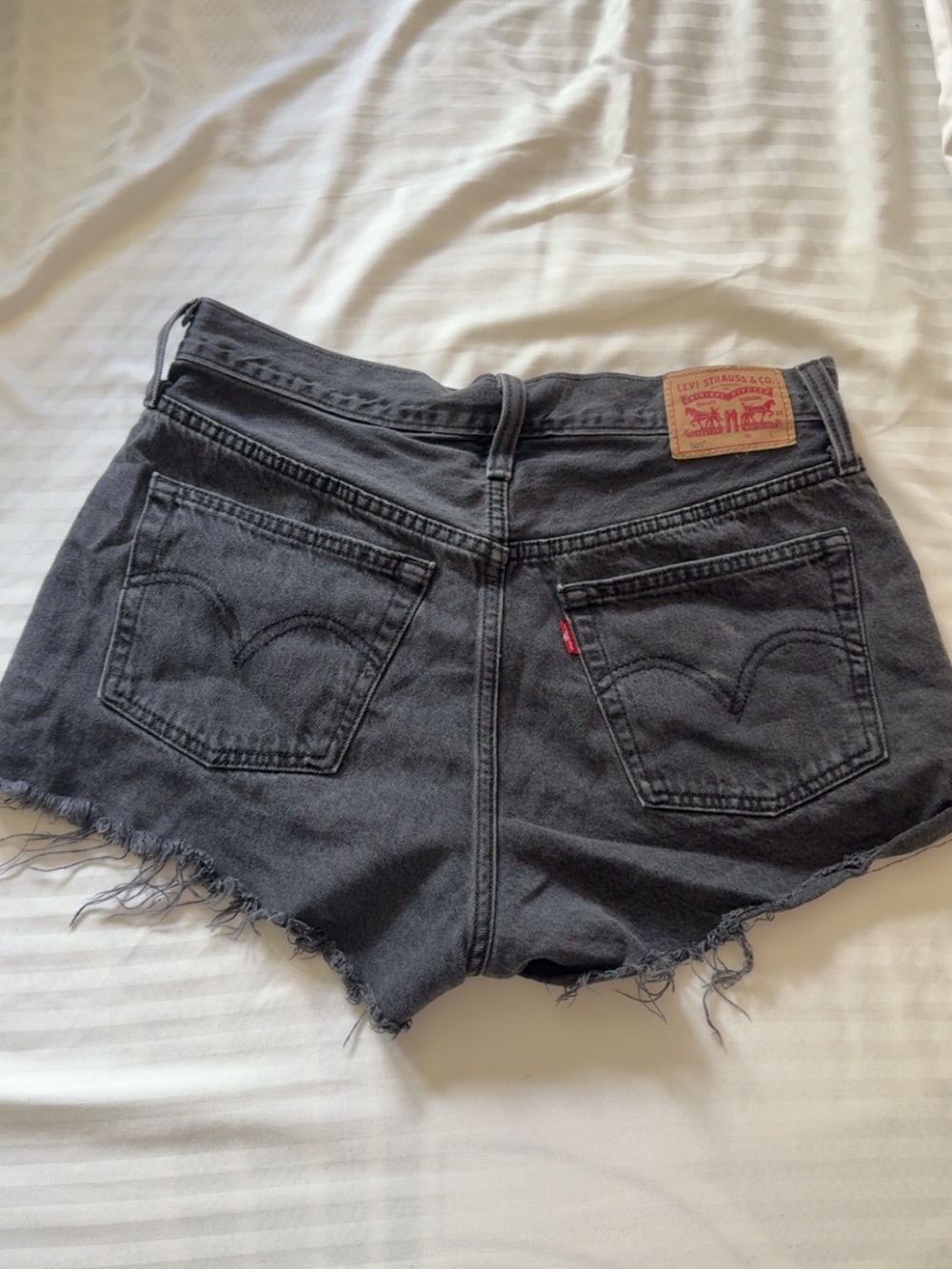 Levi's Women's Black Frayed Hem Denim Shorts
